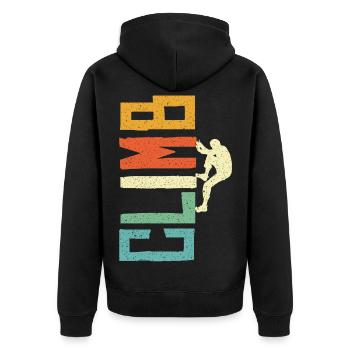 Bouldern Boulder Kletterer Klettern Bergsteiger - Unisex Premium Bio Zip Hoodie - Schwarz - Hinten - Nico (187cm)