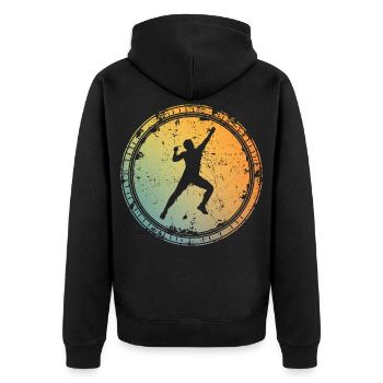 Bergsteiger Klettern Boulder Bouldern - Unisex Premium Bio Zip Hoodie - Schwarz - Hinten - Nico (187cm)