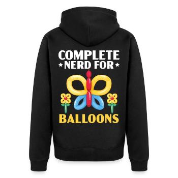 Kompletter Nerd für Ballons Ballonmodellierung - Unisex Premium Bio Zip Hoodie - Schwarz - Hinten - Nico (187cm)