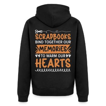 Scrapbooks binden Erinnerungen und erwärmen das He - Unisex Premium Bio Zip Hoodie - Schwarz - Hinten - Nico (187cm)