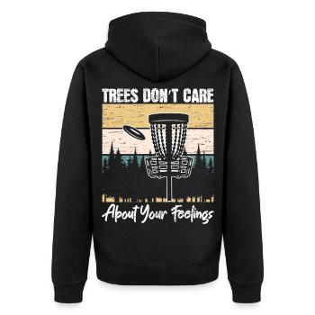 Bäume interessieren sich nicht für deine Gefühle D - Unisex Premium Bio Zip Hoodie - Schwarz - Hinten - Nico (187cm)
