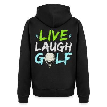 Leben Lachen Golfspieler Bester Golfer aller Zeite - Unisex Premium Bio Zip Hoodie - Schwarz - Hinten - Nico (187cm)