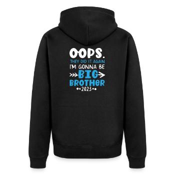 Ops They Did It Again Großer Bruder 2023 - Unisex Premium Bio Zip Hoodie - Schwarz - Hinten - Nico (187cm)