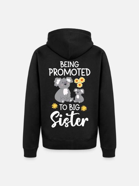 Befördert Zur Großen Schwester - Unisex Premium Bio Zip Hoodie - Schwarz