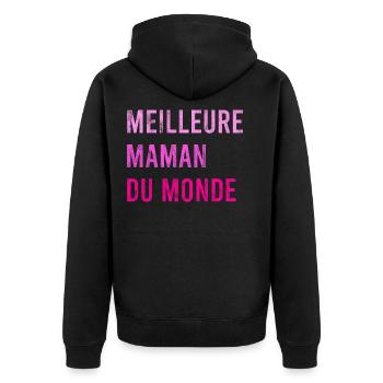 Meilleure Maman Du Monde - Unisex Premium Bio Zip Hoodie - Schwarz - Hinten - Nico (187cm)