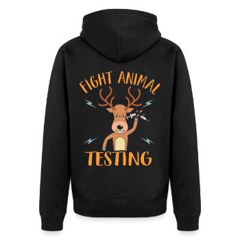 Fight Animal Testing Animal Rights Fighter - Unisex Premium Bio Zip Hoodie - Schwarz - Hinten - Nico (187cm)
