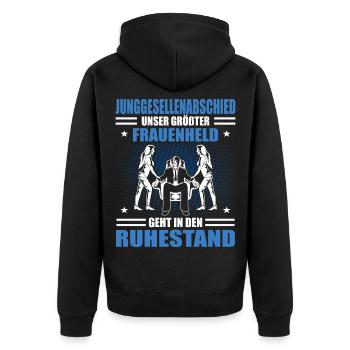 Junggesellenabschied Männer Lustiges JGA Outfit - Unisex Premium Bio Zip Hoodie - Schwarz - Hinten - Nico (187cm)