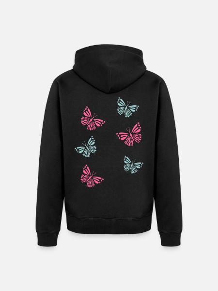 Butterflies Schmetterlinge - Unisex Premium Bio Zip Hoodie - Schwarz