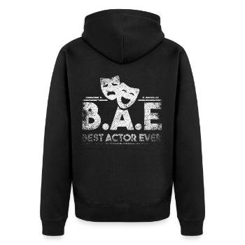 Schauspiel Masken Theater Bester Schauspieler - Unisex Premium Bio Zip Hoodie - Schwarz - Hinten - Nico (187cm)