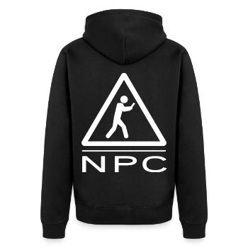 NPC-Kreuzung BW - Unisex Premium Bio Zip Hoodie - Schwarz - Hinten - Nico (187cm)