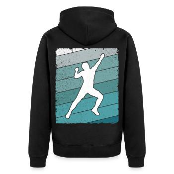 Klettern Bouldern Bergsteiger Boulder - Unisex Premium Bio Zip Hoodie - Schwarz - Hinten - Nico (187cm)