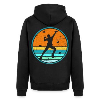 Klettern Boulder Bergsteiger Kletterer Bouldern - Unisex Premium Bio Zip Hoodie - Schwarz - Hinten - Nico (187cm)