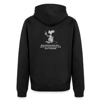 Meine Meinung steht fest... (Maus) - Unisex Premium Bio Zip Hoodie - Schwarz - Hinten - Nico (187cm)