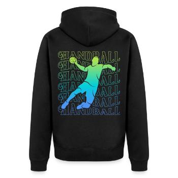 Handballspieler Handballer Jungen Handball Herren - Unisex Premium Bio Zip Hoodie - Schwarz - Hinten - Nico (187cm)