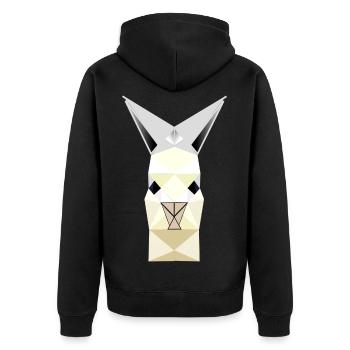 Lama N7T / Lama NFT Style / Neu - Unisex Premium Bio Zip Hoodie - Schwarz - Hinten - Nico (187cm)
