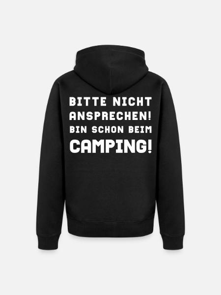 bitte nicht ansprechen camping - Unisex Premium Bio Zip Hoodie - Schwarz