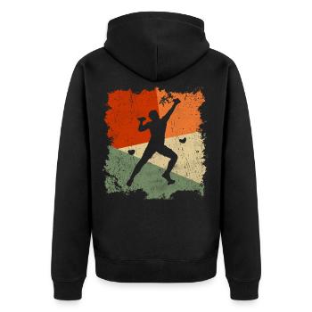 Bergsteiger Klettern Kletterer Bouldern - Unisex Premium Bio Zip Hoodie - Schwarz - Hinten - Nico (187cm)