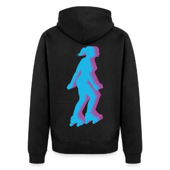 Roller Skating Vintage Mädchen Rollschuhe - Unisex Premium Bio Zip Hoodie - Schwarz - Hinten - Nico (187cm)