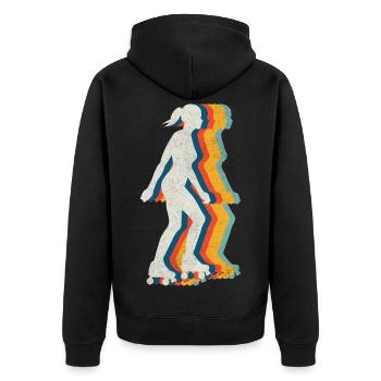 Roller Skating Vintage Mädchen Rollschuh - Unisex Premium Bio Zip Hoodie - Schwarz - Hinten - Nico (187cm)