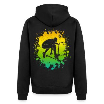 Stunt Scooter Tricks Stuntroller Roller Tretroller - Unisex Premium Bio Zip Hoodie - Schwarz - Hinten - Nico (187cm)
