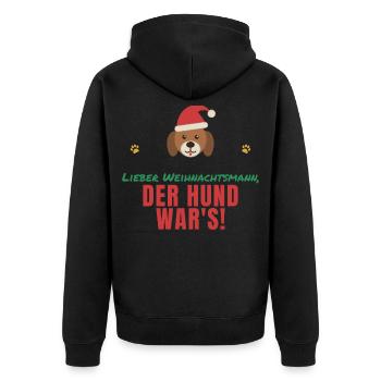 Lieber Weihnachtsmann, der Hund war's! - Unisex Premium Bio Zip Hoodie - Schwarz - Hinten - Nico (187cm)