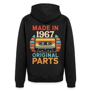 Geburtstag 1967 Original 70er 60er Kassettenband Retro - Unisex Premium Bio Zip Hoodie - Schwarz - Hinten - Nico (187cm)
