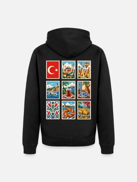 Türkei Briefmarken - Unisex Premium Bio Zip Hoodie - Schwarz