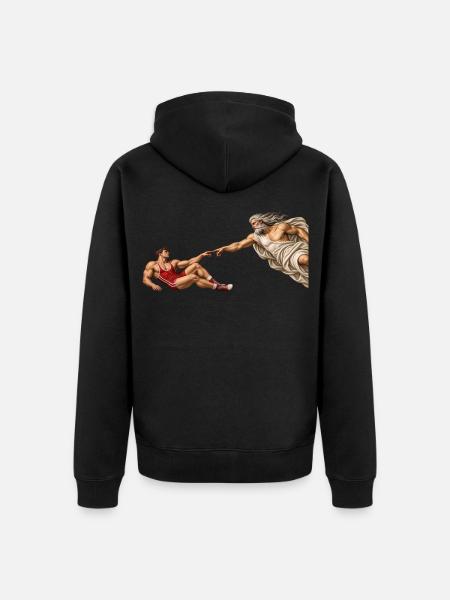 Die Erschaffung des Ringers - Unisex Premium Bio Zip Hoodie - Schwarz