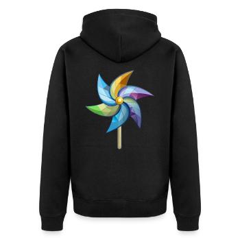 Pinwheel - Unisex Premium Bio Zip Hoodie - Schwarz - Hinten - Nico (187cm)