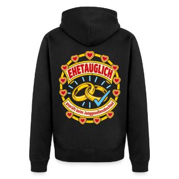 Ehetauglich Junggesellenabschied - Unisex Premium Bio Zip Hoodie - Schwarz - Hinten - Nico (187cm)