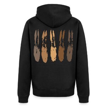 Erdfarben Muster / Pinselstriche - Abstrakt - Unisex Premium Bio Zip Hoodie - Schwarz - Hinten - Nico (187cm)