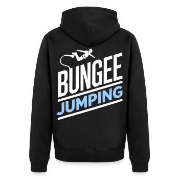  Bungee Jumper Geschenkidee, Bungy Jumps, Bungee - Unisex Premium Bio Zip Hoodie - Schwarz - Hinten - Nico (187cm)