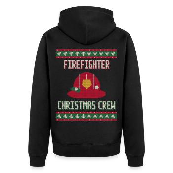 Firefighter Christmas Crew - Feuerwehr - Unisex Premium Bio Zip Hoodie - Schwarz - Hinten - Nico (187cm)