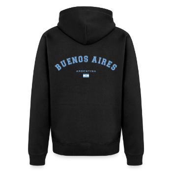 Buenos Aires Argentina College Look - Unisex Premium Bio Zip Hoodie - Schwarz - Hinten - Nico (187cm)