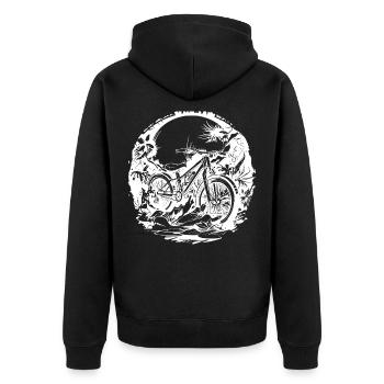 Mountainbike Liebhaber - Unisex Premium Bio Zip Hoodie - Schwarz - Hinten - Nico (187cm)