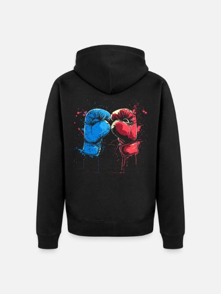 Kickboxhandschuhe Grafik - Unisex Premium Bio Zip Hoodie - Schwarz