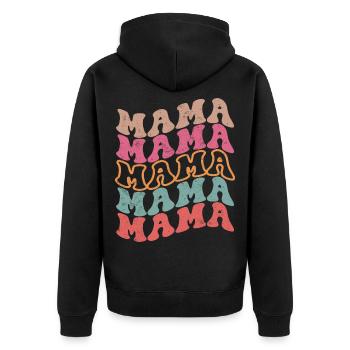 Wellige Regenbogen-Mama - Unisex Premium Bio Zip Hoodie - Schwarz - Hinten - Nico (187cm)