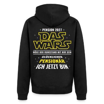 Pension 2027 Das wars - Glücklicher Pensionär - Unisex Premium Bio Zip Hoodie - Schwarz - Hinten - Nico (187cm)