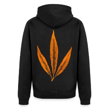 Blatt - Unisex Premium Bio Zip Hoodie - Schwarz - Hinten - Nico (187cm)