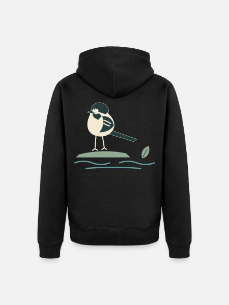 Bachstelze am Bach - Unisex Premium Bio Zip Hoodie - Schwarz