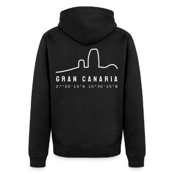 Koordinaten von Gran Canaria - Unisex Premium Bio Zip Hoodie - Schwarz - Hinten - Nico (187cm)