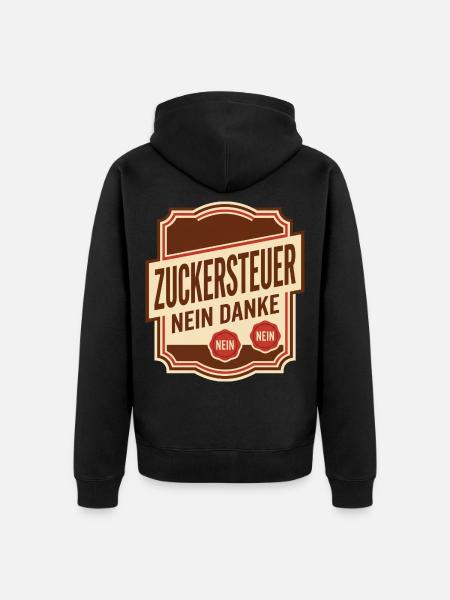 Zuckersteuer nein danke Satire - Unisex Premium Bio Zip Hoodie - Schwarz