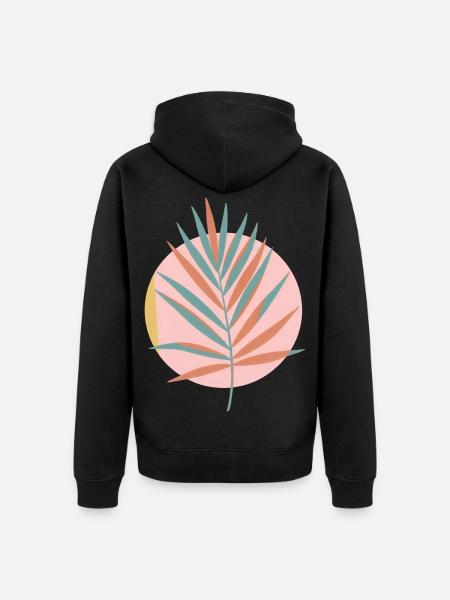 Boho-Tropenpalmenblatt-Ästhetik - Unisex Premium Bio Zip Hoodie - Schwarz