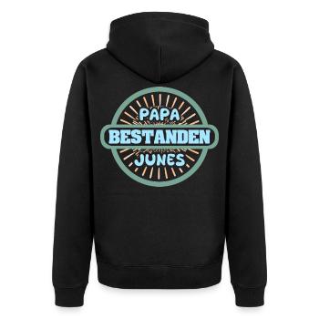 Junes als Name - Unisex Premium Bio Zip Hoodie - Schwarz - Hinten - Nico (187cm)