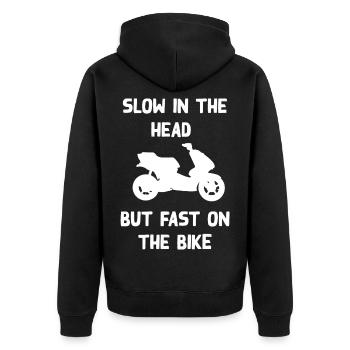 scooter tuning - Unisex Premium Bio Zip Hoodie - Schwarz - Hinten - Nico (187cm)