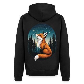 Fuchs Sternenhimmel - Unisex Premium Bio Zip Hoodie - Schwarz - Hinten - Nico (187cm)