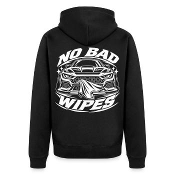 No Bad Wipes Auto Grafik - Unisex Premium Bio Zip Hoodie - Schwarz - Hinten - Nico (187cm)