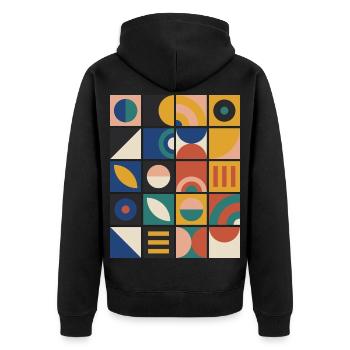 Raster aus geometrischen Kacheln - Unisex Premium Bio Zip Hoodie - Schwarz - Hinten - Nico (187cm)