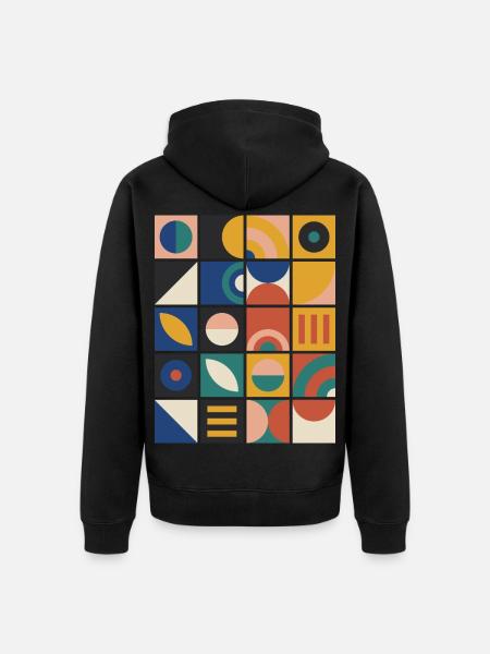 Raster aus geometrischen Kacheln - Unisex Premium Bio Zip Hoodie - Schwarz