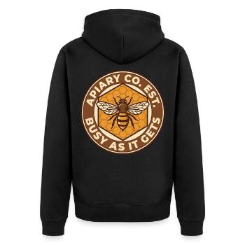So beschäftigt wie es wird – Vintage-Bienenenabzeichen - Unisex Premium Bio Zip Hoodie - Schwarz - Hinten - Nico (187cm)